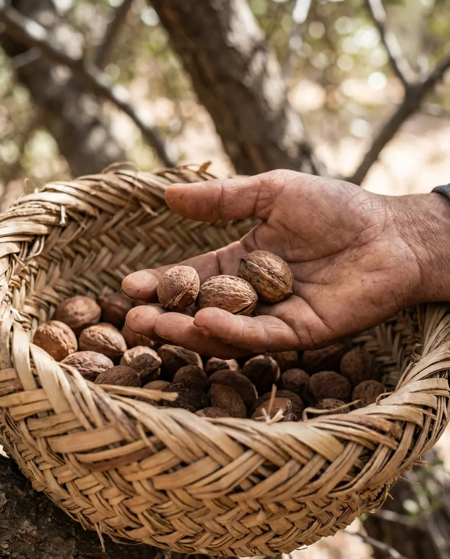 Argan Nuts in Basket